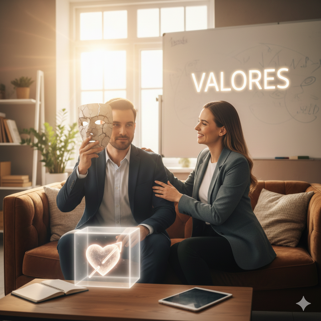 Representación alegórica de la honestidad y la autenticidad radical en una reunión de negocios, con luz brillante simbolizando la transparencia empresarial.