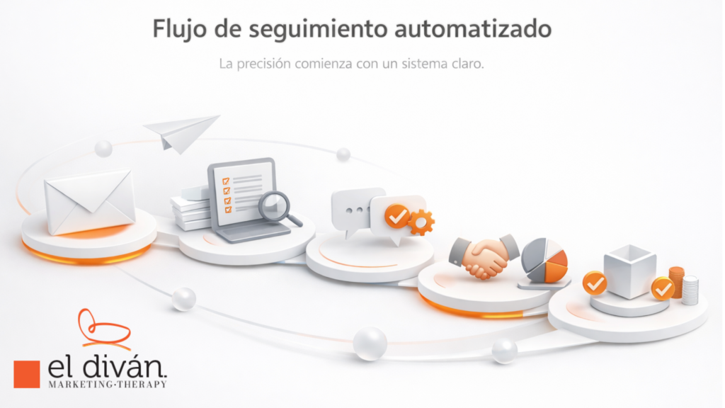 Infografía con las tres fases para automatizar el seguimiento comercial.